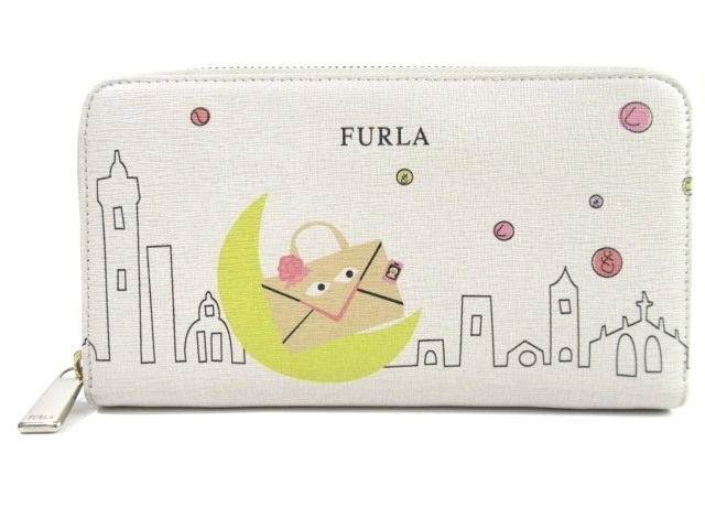 FURLA フルラ ラウンド長財布 オフホワイト/イエロー レザー 殿内真帆