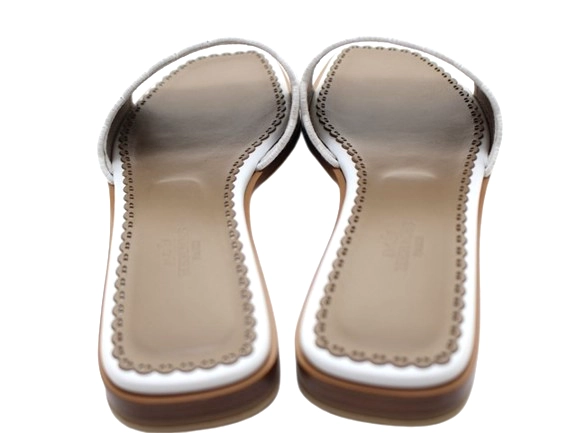 HERMES エルメス 靴 ガエル シェーヌダンクル サンダル レディース38.5(約25cm) ホワイトレザー H231291Z (2141000353340) 【200】