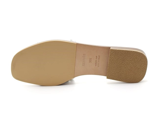 HERMES エルメス 靴 ガエル シェーヌダンクル サンダル レディース38.5(約25cm) ホワイトレザー H231291Z (2141000353340) 【200】