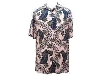 LOUIS VUITTON ルイヴィトン リーフ総柄シャツ メンズXS ピンク