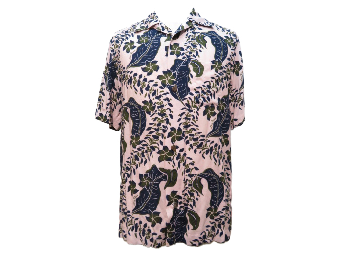 LOUIS VUITTON ルイヴィトン リーフ総柄シャツ メンズXS ピンク