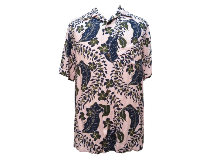LOUIS VUITTON ルイヴィトン リーフ総柄シャツ メンズXS ピンク