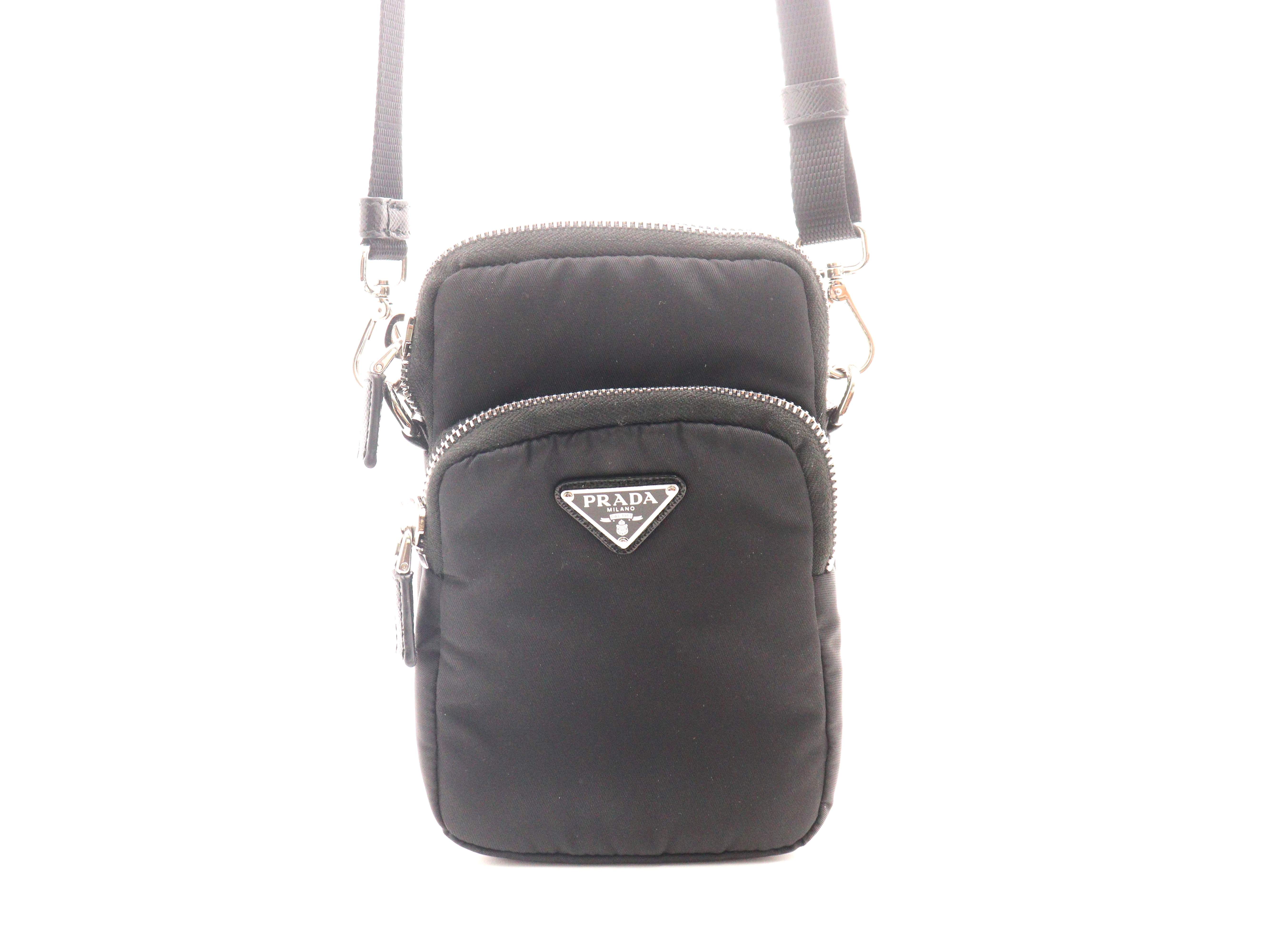PRADA プラダ ショルダーポーチ ブラック ナイロン／レザー 【471】 Y