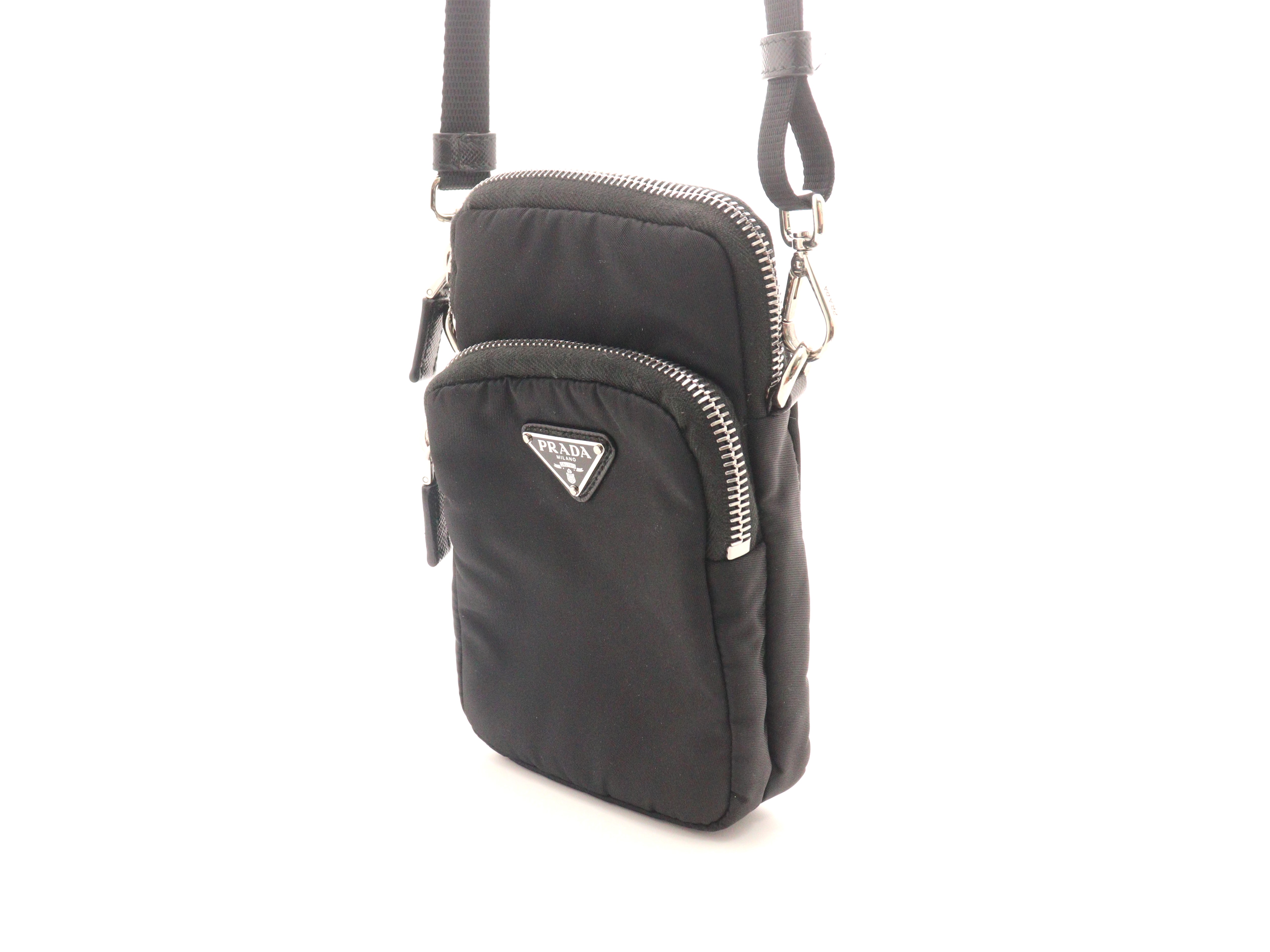 PRADA プラダ ショルダーポーチ ブラック ナイロン／レザー 【471】 Y
