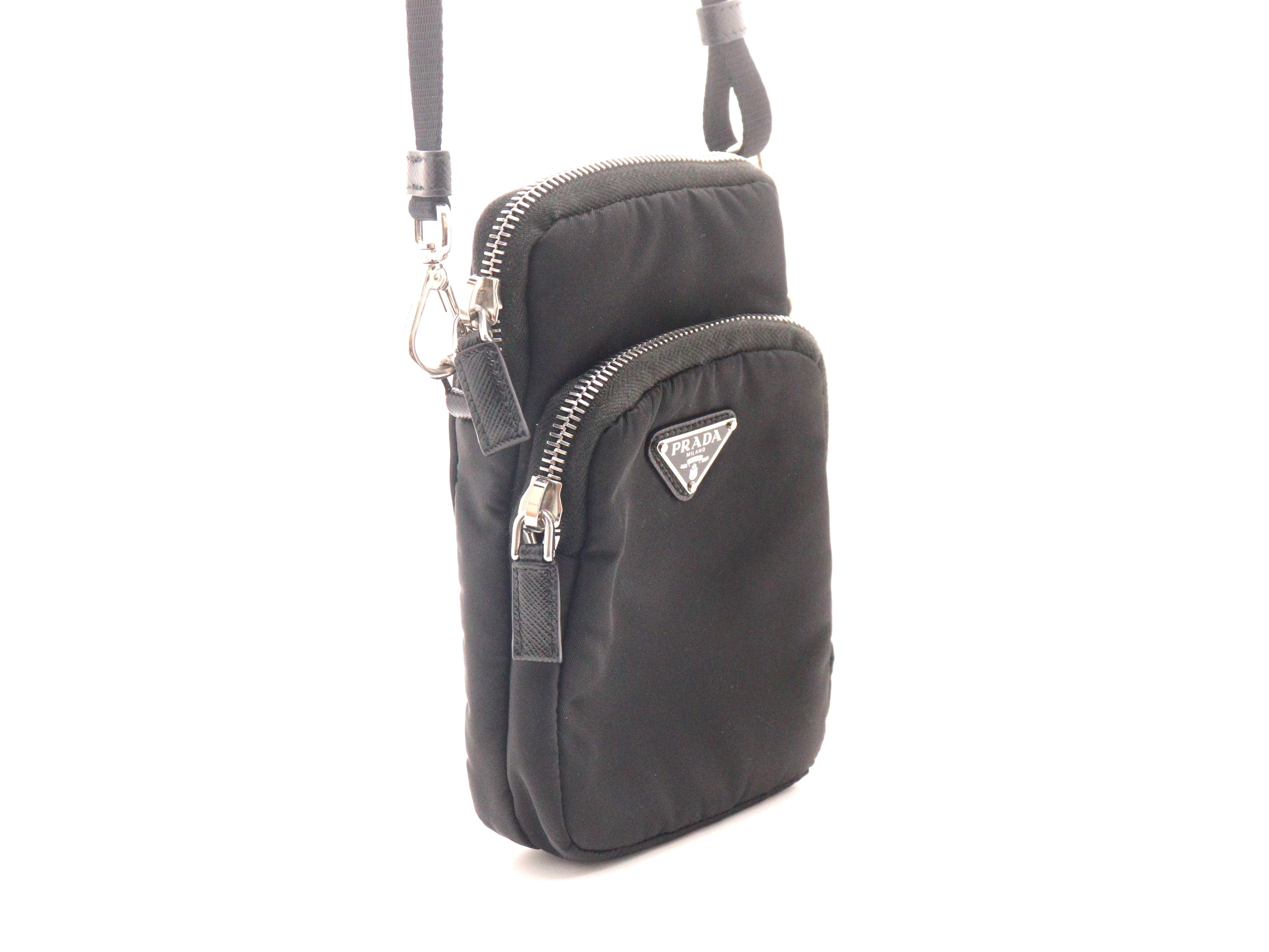 マメ! PRADAプラダ 黒 ポーチ新品ショルダー鑑定済！ PRADA プラダ ショルダーポーチ ブラック ナイロン／レザー 【471】 Y