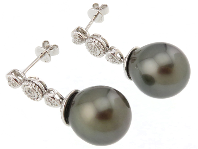 ブラックパール　ピアス　K18 ダイヤモンド JEWELRY ジュエリー ピアス K18ホワイトゴールド ブラックパール