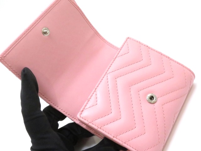 GUCCI グッチ GGマーモント 二つ折り財布 ピンク レザー 598629 GUCCI グッチ GGマーモント 二つ折り財布 ピンク レザー 598629