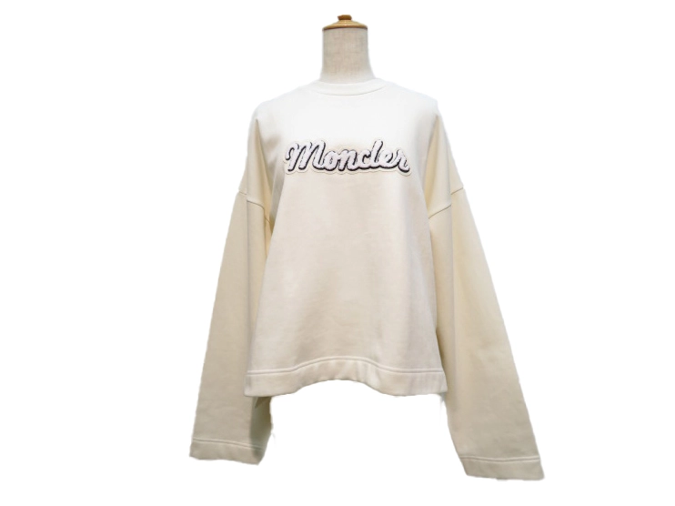 MONCLER　モンクレール　FELPA トレーナー　レディースS　アイボリー　コットン　I20938G00020 899U5　2143200608350　【432】