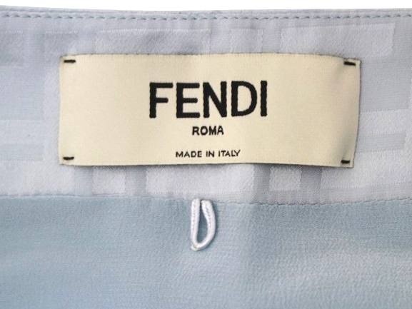 FENDI フェンディ 衣類 FFサテンクレープ スカート レディース38 ライトブルー シルク FQ7552AJ0ZF08S8 参考定価:￥280,500- (2143700195657) 【200】