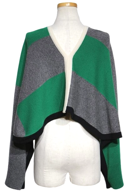 HERMES エルメス 衣類 ニットポンチョ レディースTU グリーン カシミヤ 2143400207759 【200】