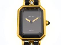 CHANEL　シャネル　プルミエールM　H0001　ブラック文字盤　ゴールドメッキGP/革　クオーツ　レディース時計　2148103875243【207】
