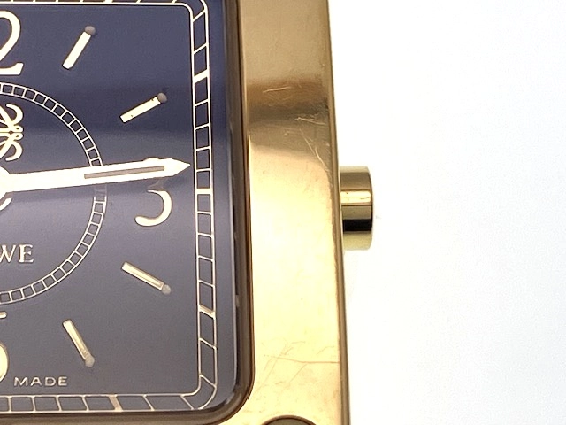 現状販売品 LOEWE ロエベ 腕時計 150周記念限定 1846-1996 ブラック文字盤  GP/革 クオーツ 社外ムーブメント【472】MN