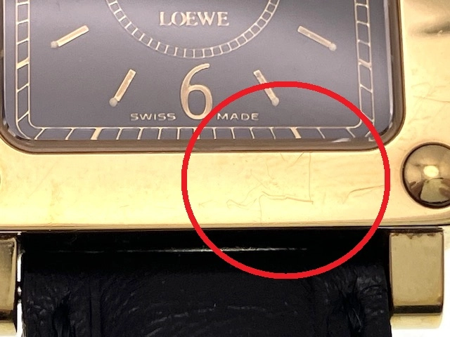 現状販売品 LOEWE ロエベ 腕時計 150周記念限定 1846-1996 ブラック文字盤  GP/革 クオーツ 社外ムーブメント【472】MN