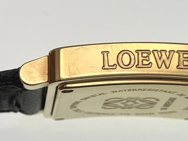 現状販売品 LOEWE ロエベ 腕時計 150周記念限定 1846-1996 ブラック文字盤  GP/革 クオーツ 社外ムーブメント【472】MN