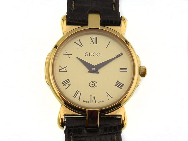 GUCCI グッチ 3400L ゴールド文字盤 ゴールドメッキGP/革