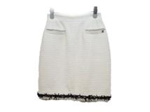 CHANEL　シャネル　ツイードスカート　レディース38　ホワイト　ナイロン/コットン　P35520V25413　2148103801266　【432】