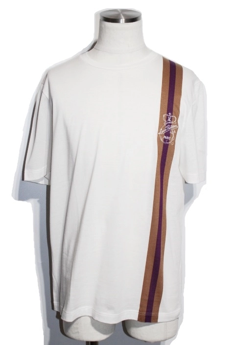 美品 LOUIS VUITTON ルイヴィトン サイズM ホワイト 白 コットン RW191W DMF FGTS15 ロゴ 半袖Tシャツ メンズ 403344