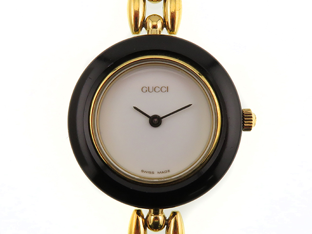 【美品】GUCCI ゴールドチェーン アナログ手巻き時計 GUCCI グッチ チェンジベゼル チェーンブレス 11/12.2 ゴールド