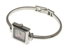 【未使用保管品】グッチ GUCCI 時計 置き時計 シルバー テーブルクロック ◎稼働 GUCCI グッチ 9700L アイボリー文字盤 レディース腕時計