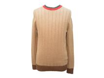 GUCCI　グッチ　ウェブリブニット　メンズXS　ブラウン　キャメルヘアー　721035　2148103801754　【432】