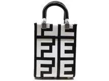 FENDI　フェンディ　サンシャイン　ショッパース　ミニ　マークジェイコブスコラボ　ホワイト／ブラック　カーフ　8BS051　2143200573665【200】
