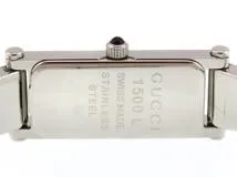 GUCCI　グッチ　バングルウォッチ　1500L　ステンレススチール　ブラック文字盤　クオーツ　レディース時計　2148103916731【207】