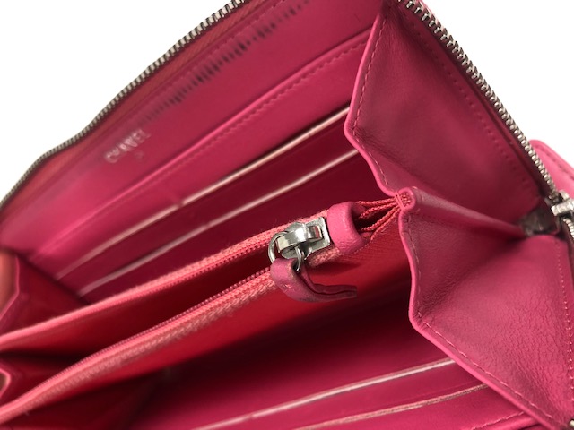 CHANEL シャネル 長財布 マトラッセ ラウンド ピンク 金具 CHANEL シャネル 長財布 マトラッセ ラウンド ピンク 金具