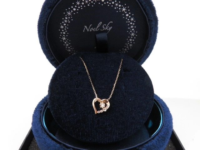 4℃ ヨンドシー ネックレス ハート K10 ピンクゴールド ダイヤモンド 1.3g【473】