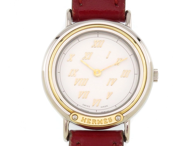 HERMES エルメス セリエ ステンレススチール/ゴールドメッキ/革