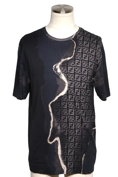 FENDI フェンディ Tシャツ メンズS ブラック コットン FY0936AIFZ （2143200546225）【200】