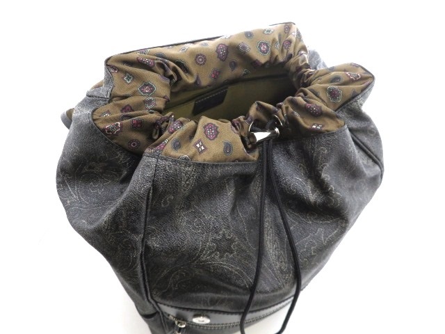 ETRO エトロ ペイズリーバックパック ブラック PVC レザー 0H968 ETRO エトロ ペイズリーバックパック ブラック PVC レザー 0H968