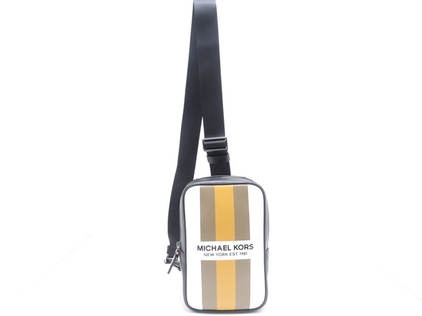 東*狼様 MICHAEL KORS ホワイト ボディバッグ MICHAEL KORS マイケルコース クーパー ストライプ スリング