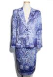 LEONARD FASHION　レオナール ファッション　セットアップ　シャツ　スカート　レディースL/レディース70　パープル　コットン　花柄　（2148103366956）【432】