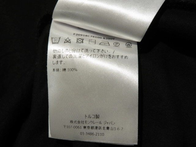 MONCLER　モンクレール　MAGLIATシャツ　メンズXXL　ブラック　コットン　F20918C78100 8390Y　2148103802874　【432】