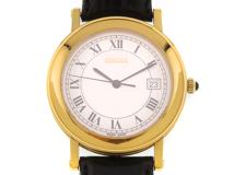 GUCCI　グッチ　7200M　ゴールドメッキ/革　ホワイト文字盤　クオーツ　メンズ時計　2121000024259【207】