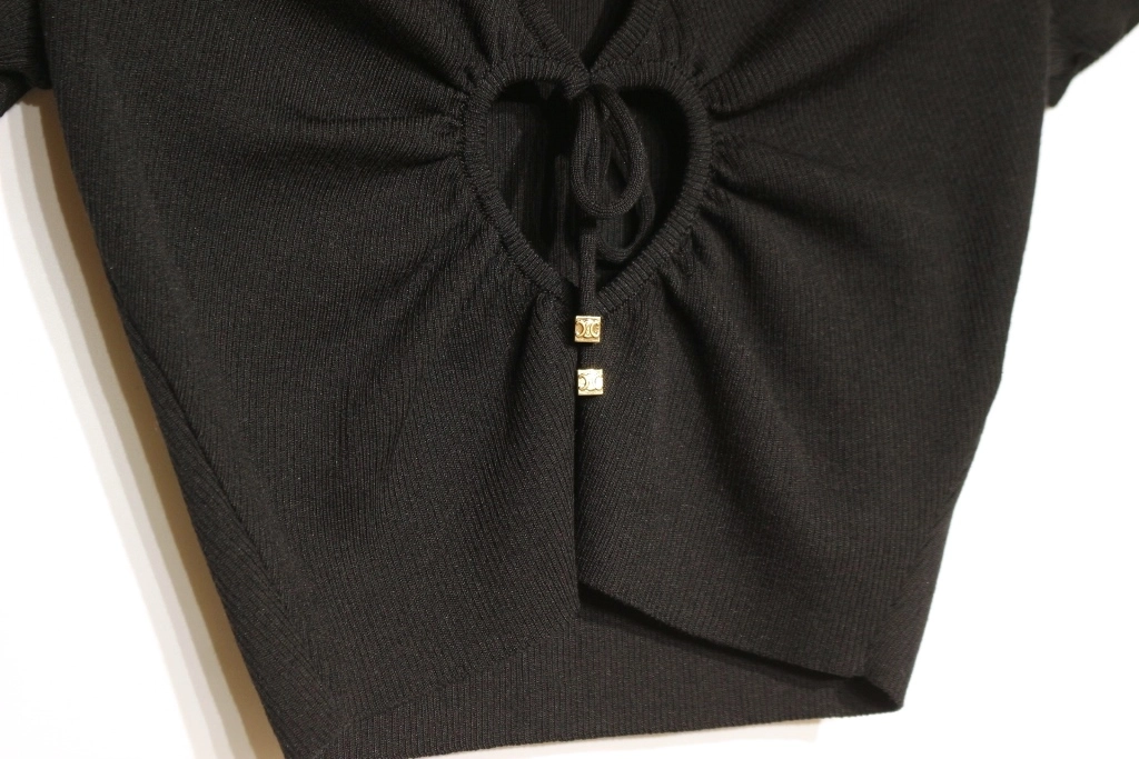 CELINE セリーヌ ハートクロップトップ レディースXS ブラック 2AI7A898T.38NO 2143000703378 【432】