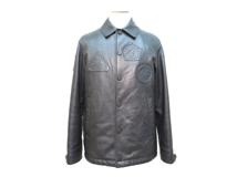 LOUIS VUITTON　ルイヴィトン　ロゴパッチジャケット　メンズ44　ブラック　ラムスキン　HGL01EJLD　2120500256894　【432】
