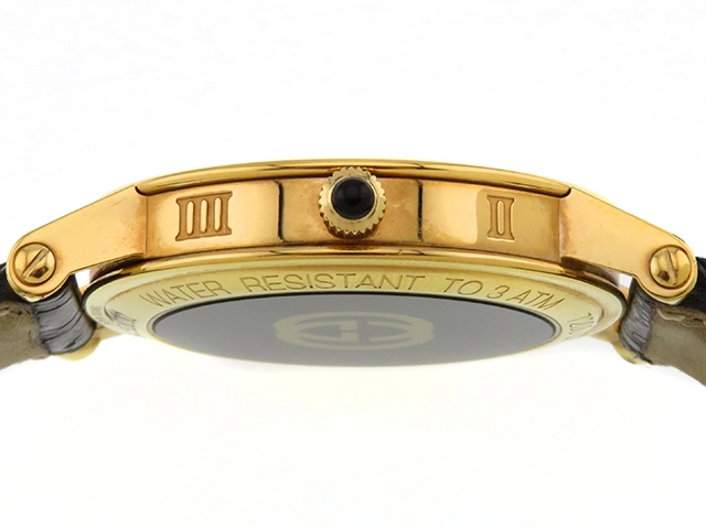 GUCCI グッチ 7200M ゴールドメッキ/革 ホワイト文字盤 クオーツ メンズ時計 2121000024259【207】