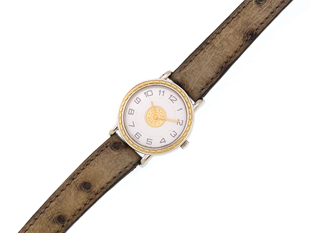 極上／整備済】エルメス セリエ コンビ 磨き済 クォーツ レディース