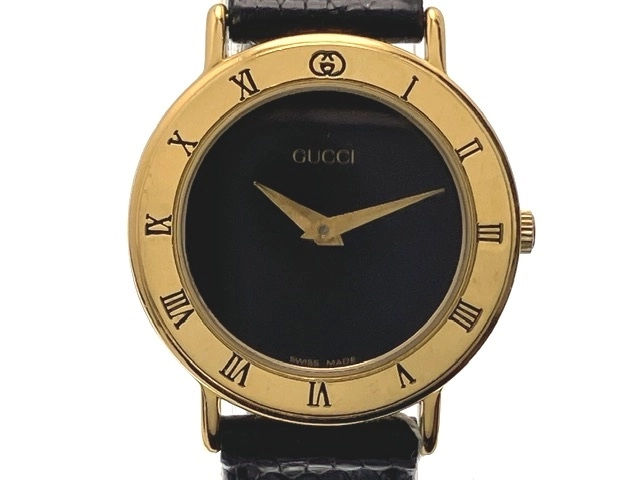 GUCCI グッチ 腕時計 レディース 3000.2L ゴールドプレート/革