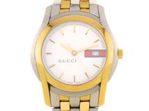 GUCCI　グッチ　Gクラス　5500XL　ステンレススチール/GP　ホワイト文字盤　クオーツ　メンズ時計　2148103926914【207】