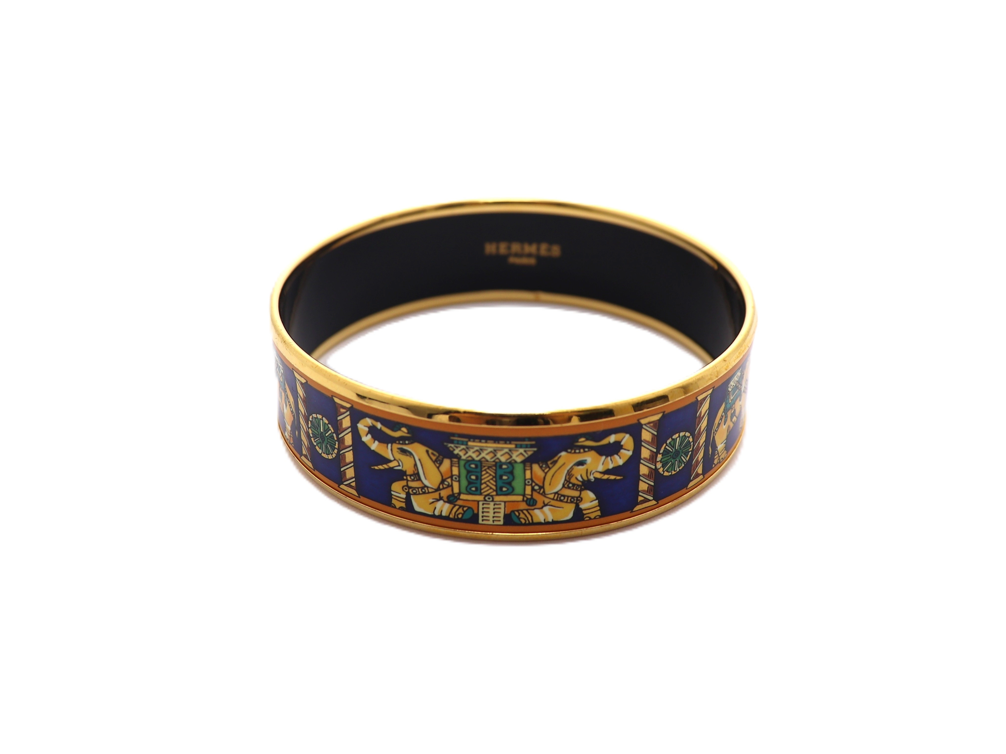 Hermès エルメス レディースバングル エマイユGM ブルー／イエロー GP