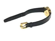 【美品】GUCCI ブラック文字盤 ブラック革ベルト ゴールドベゼル レディース ioki-shop783_37k0125