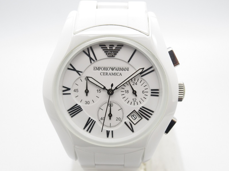 EMPORIO ARMANI　腕時計　セラミカ　クロノグラフ　ホワイト☆値下げ