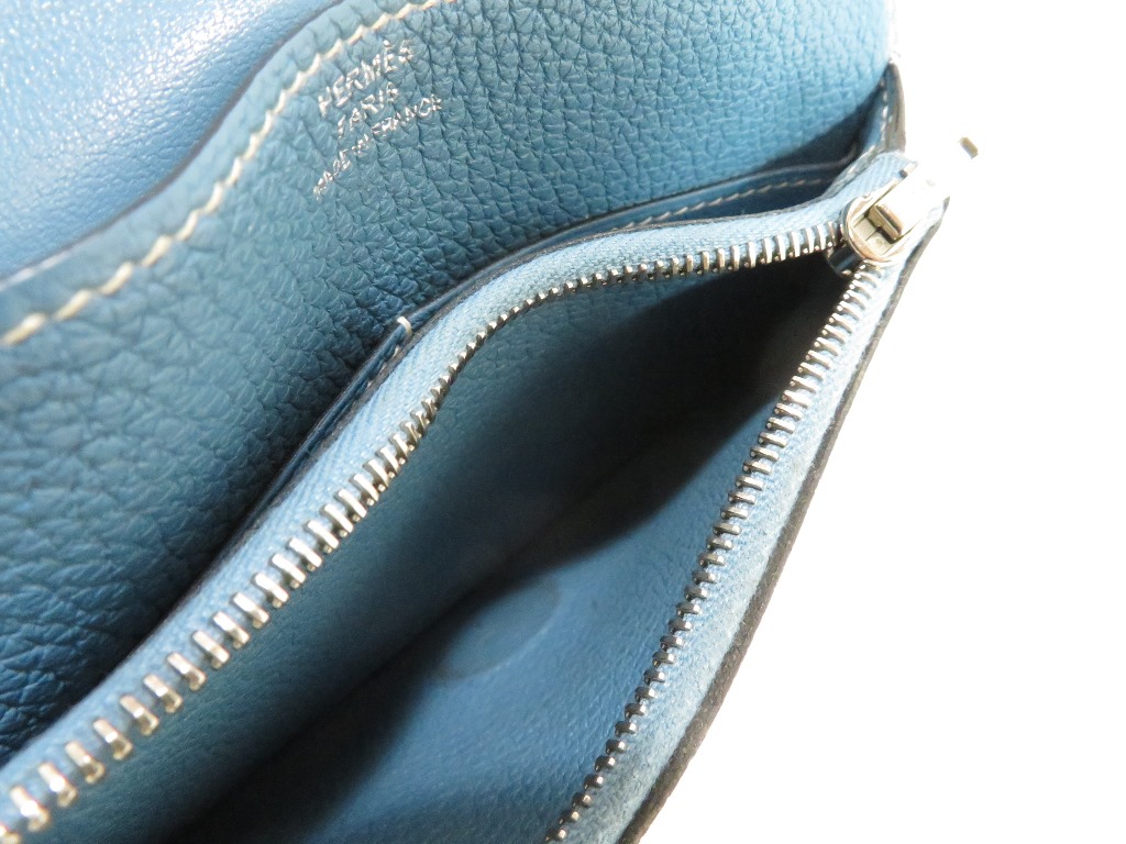 HERMES エルメス ドゴンコンパクト ブルージーン×パラジウム金具 HERMES エルメス ドゴンコンパクト ブルージーン×パラジウム金具