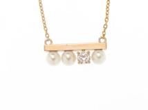 TASAKI　タサキ　プチバランスネックレス　P-16743-5　ピンクゴールド　ダイヤモン0.13ct　パール　約3.2g【430】2143600367901