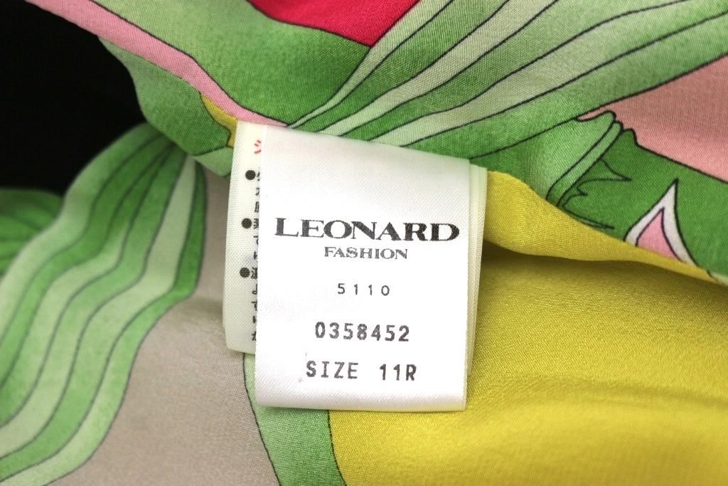 LEONARD レオナール 衣類 コート レディース11（約Lサイズ） ブラック キュプラ ポリエステル シルク （2143200595131）【200】