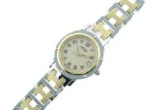 HERMES エルメス クリッパー コンビ アイボリー文字盤 GP/SS クォーツ