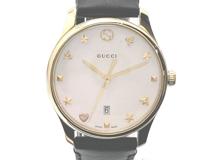 GUCCI グッチ 腕時計 レディース Gタイムレス YA126589 ゴールドプレート/革 ホワイトシェル文字盤 クオーツ【472】MN