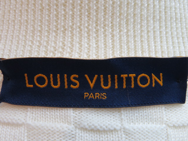 LOUIS VUITTON　ルイヴィトン　ダミエ シグネチャー ジップスルー カーディガン　ジップアップ　メンズ S　ホワイト　ウール　【432】